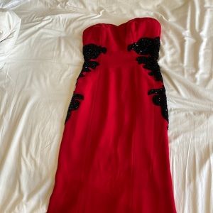 Monique Lhullier Couture Gown, Red, Size 0